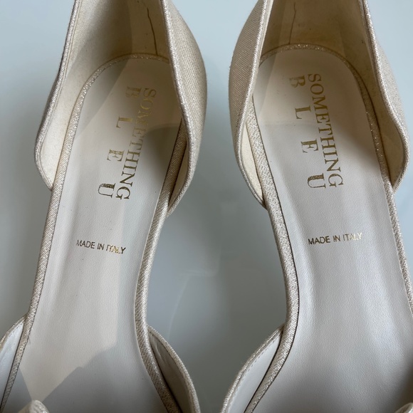 Something Bleu - Cliff Blow d'Orsay Pumps - Size 9 - Alabaster Lurex Color - Picture 3 of 8